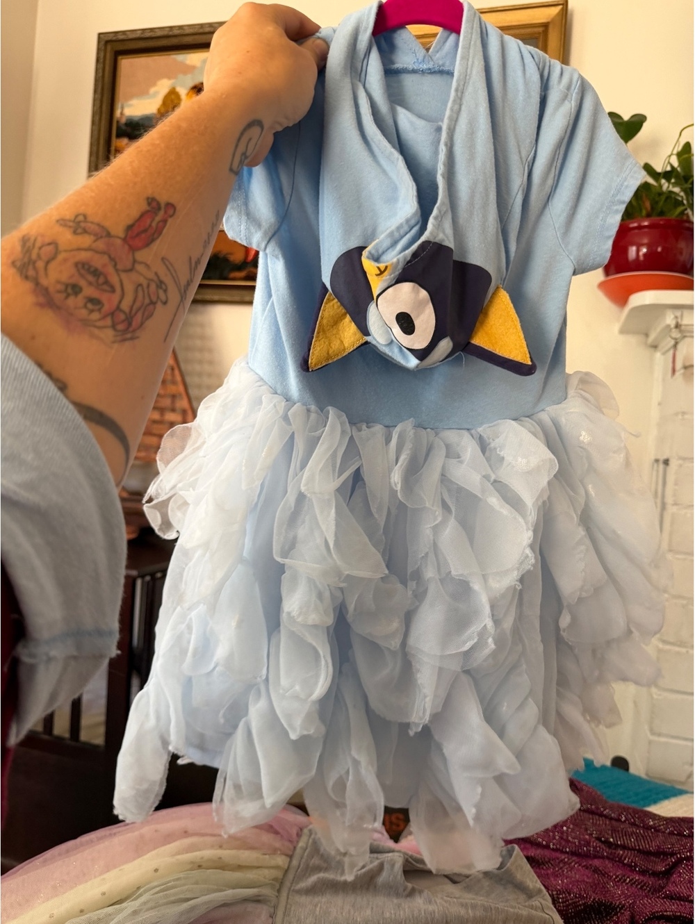 Bluey Themed Light Blue Ruffle Dress for Girls Size 4T